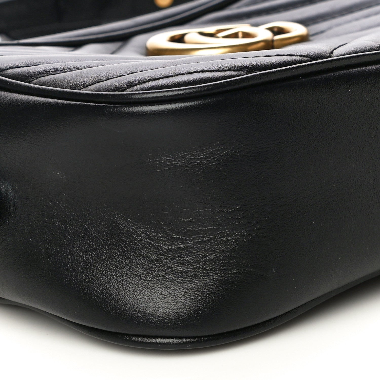 Gucci Calfskin Matelasse Small GG Marmont Chain Shoulder Bag Black 10 of 12