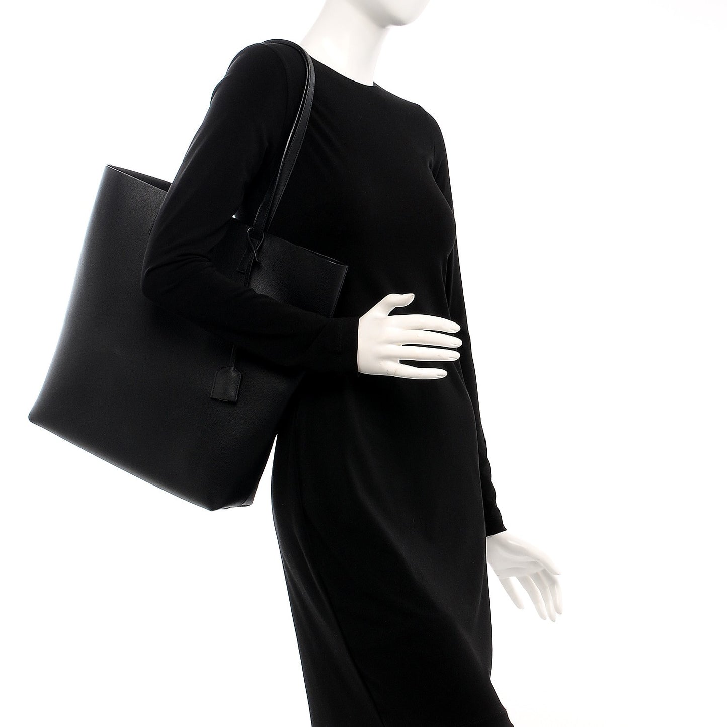 Calfskin Medium Shopping Tote Black