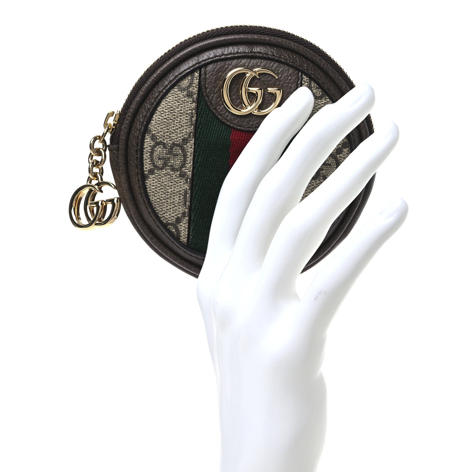 Gucci GG Supreme Monogram Web Ophidia Round Coin Purse Beige New Acero 2 of 8