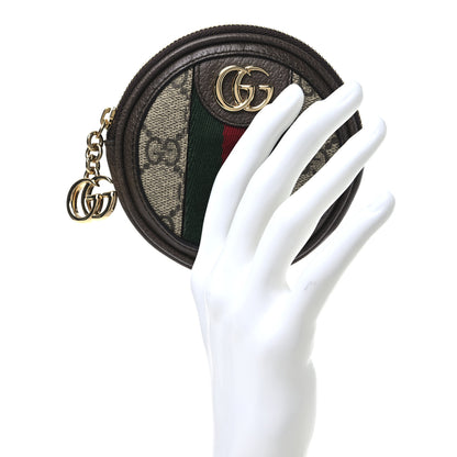 Gucci GG Supreme Monogram Web Ophidia Round Coin Purse Beige New Acero 2 of 8