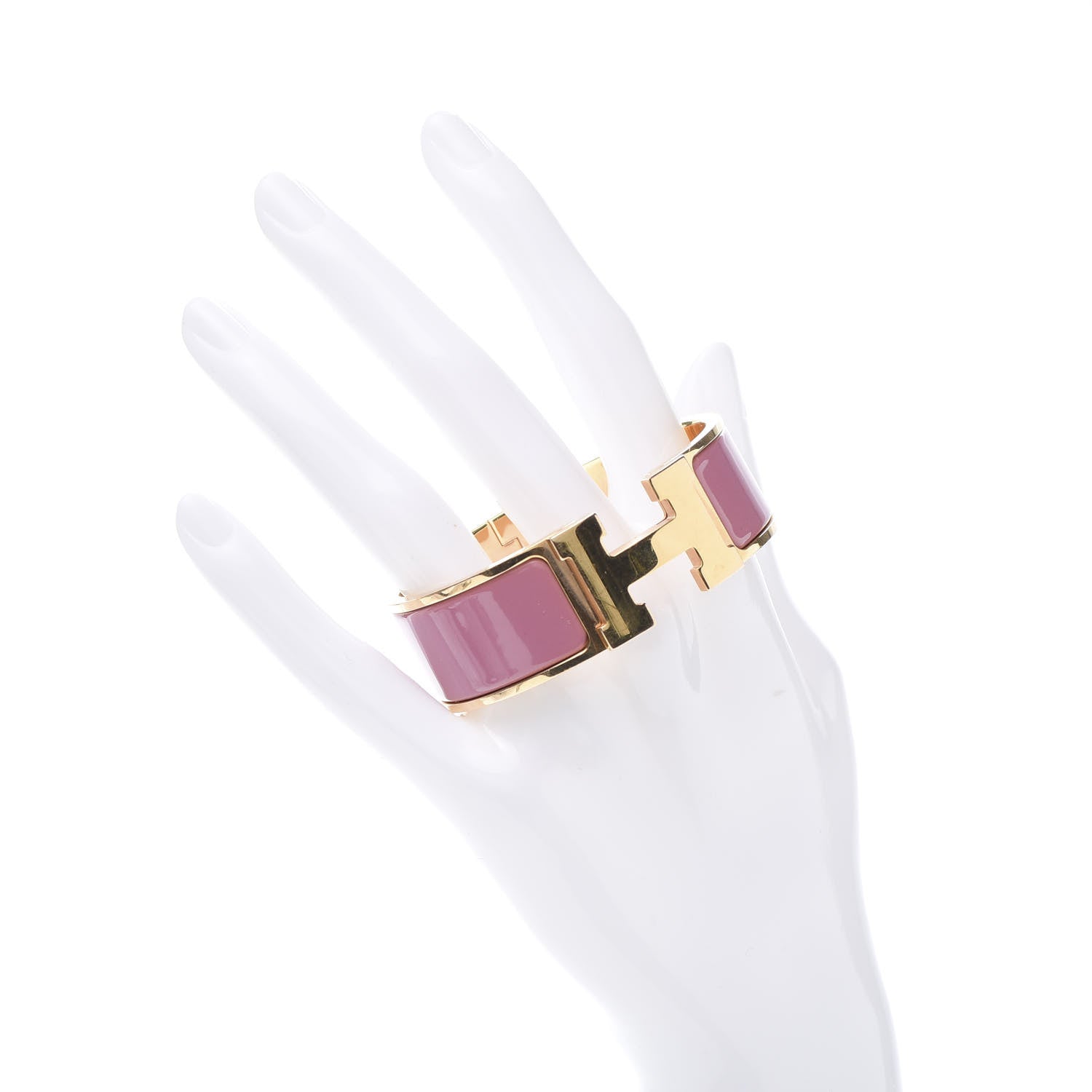 Hermes Enamel Wide Clic Clac H Bracelet GM Rose Velours 2 of 5