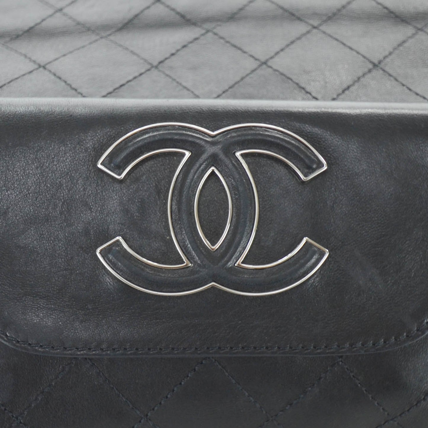 Leather Diamond Stitch Convertible Bag Black