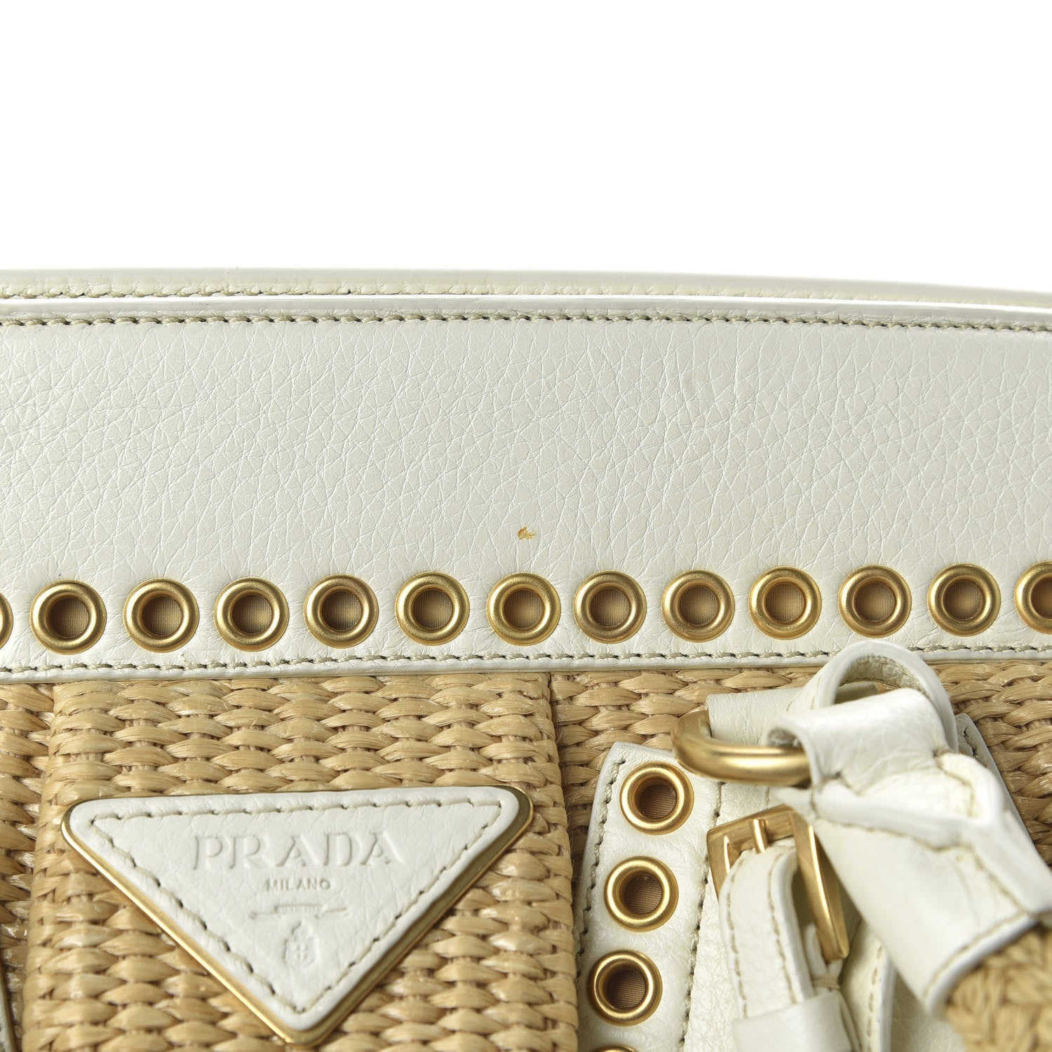 Prada Paglia Vitello Daino Frame Satchel Naturale White 13 of 13