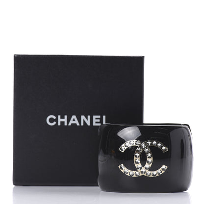 Chanel Resin Crystal Baguette CC Wide Cuff Black 6 of 6