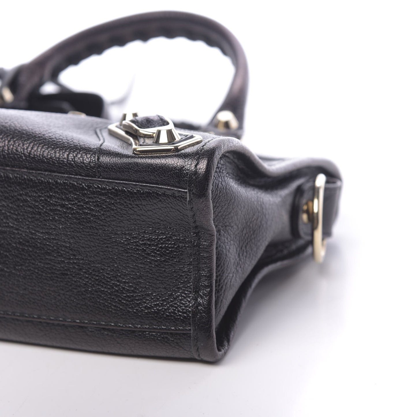 Chevre Gold Metallic Edge Hardware Mini City Black