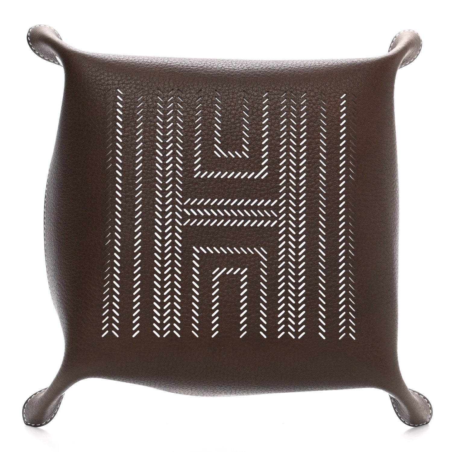 Hermes Taurillon Clemence Mises et Relances H Chevrons Change Tray Etoupe Gold 3 of 8