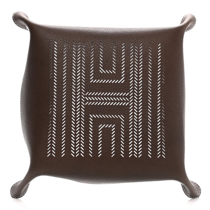 Hermes Taurillon Clemence Mises et Relances H Chevrons Change Tray Etoupe Gold 3 of 8