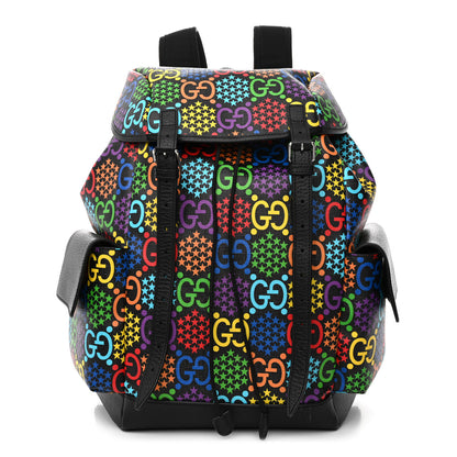 Gucci GG Supreme Monogram Psychedelic Medium Double Buckle Backpack Black Multicolor 1 of 11