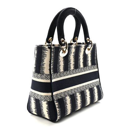 Christian Dior Canvas Medium D-Stripes Lady D-Lite Blue 3 of 9