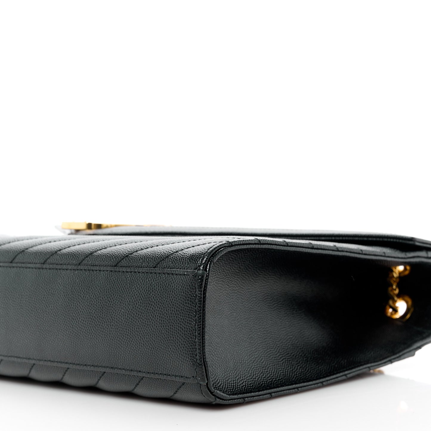 SAINT LAURENT Grain De Poudre Matelasse Chevron Large Monogram Satchel Black