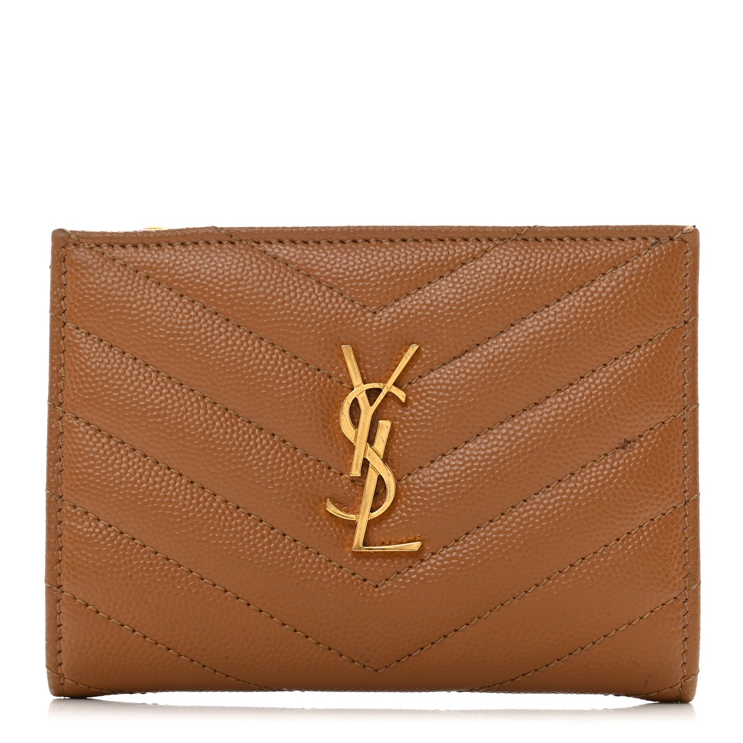 Grain De Poudre Matelasse Chevron Monogram Zipped Card Case Natural Dark