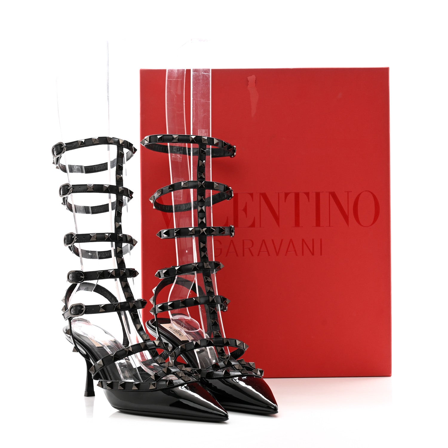Valentino Garavani Patent Monochrome Rockstud 70mm Pumps 40.5 Black 11 of 11