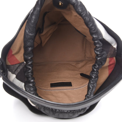 Burberry Grainy Calfskin Medium Check Ashby Hobo Black 4 of 8