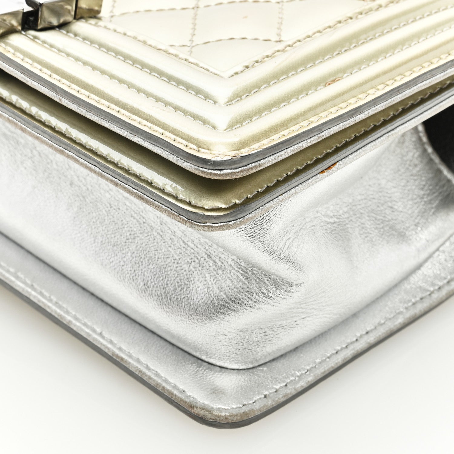 Chanel Metallic Patent Calfskin Quilted Small Boy Flap Silver 9 of 9