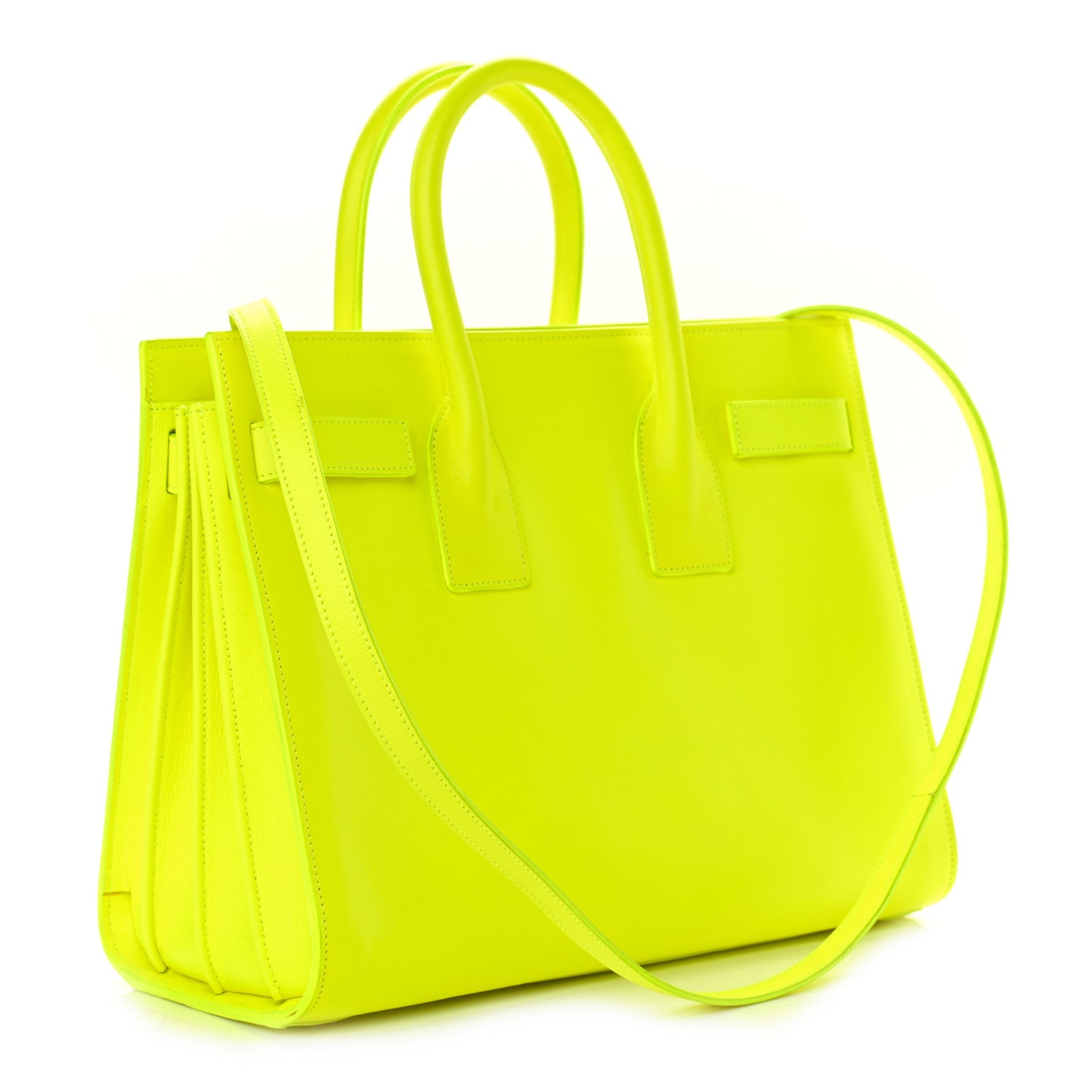 Calfskin Small Sac De Jour Bag Neon Yellow