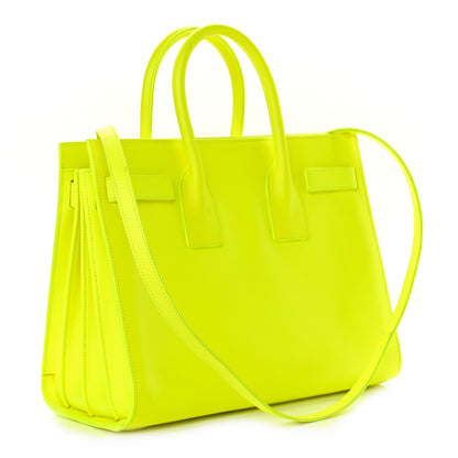Saint Laurent Calfskin Small Sac De Jour Bag Neon Yellow 3 of 12