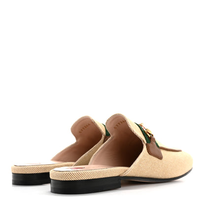 Gucci Canvas Vintage Charlotte Web Princetown Slippers 38 Sand Cuir 5 of 10
