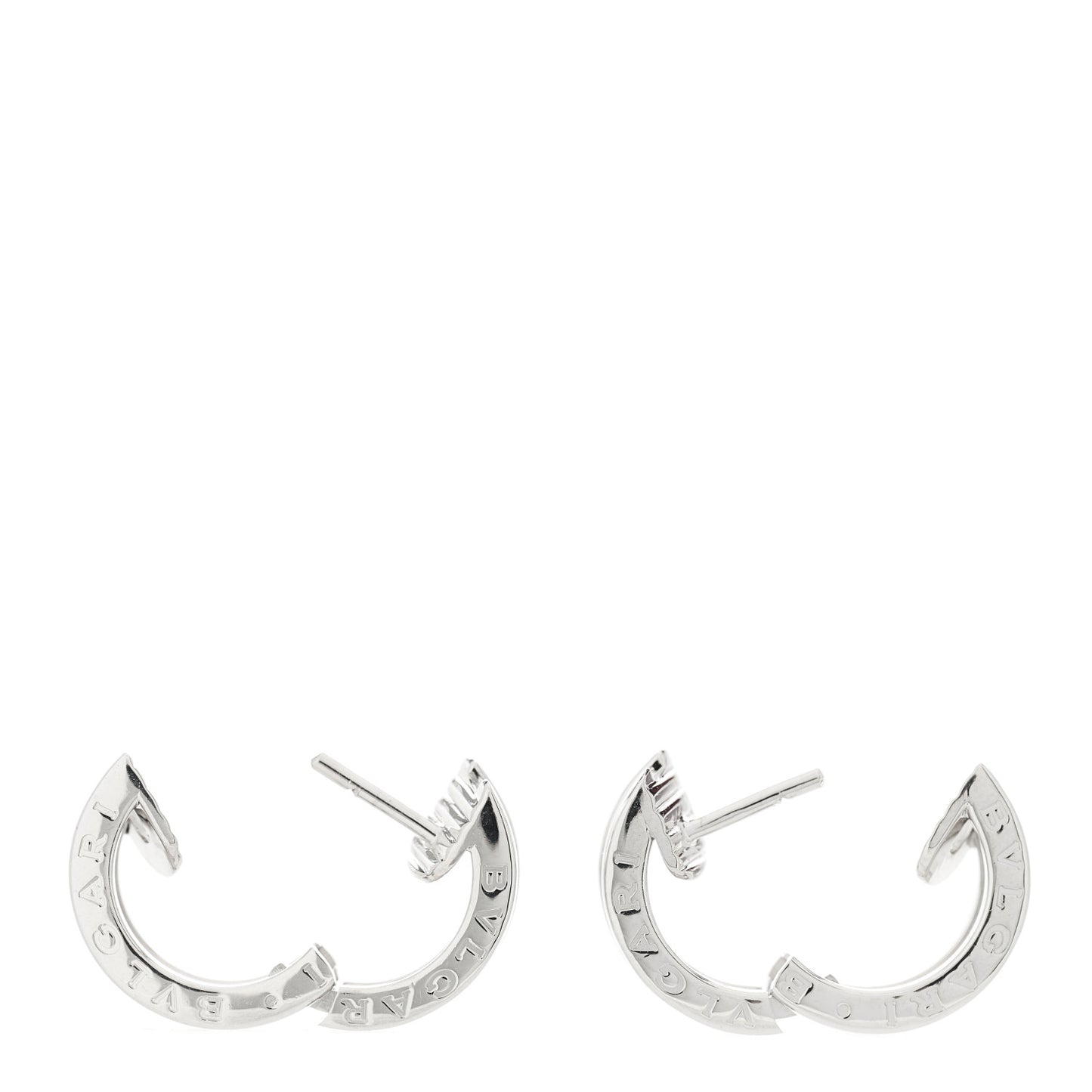 18K White Gold Diamond Small B.Zero1 Hoop Earrings