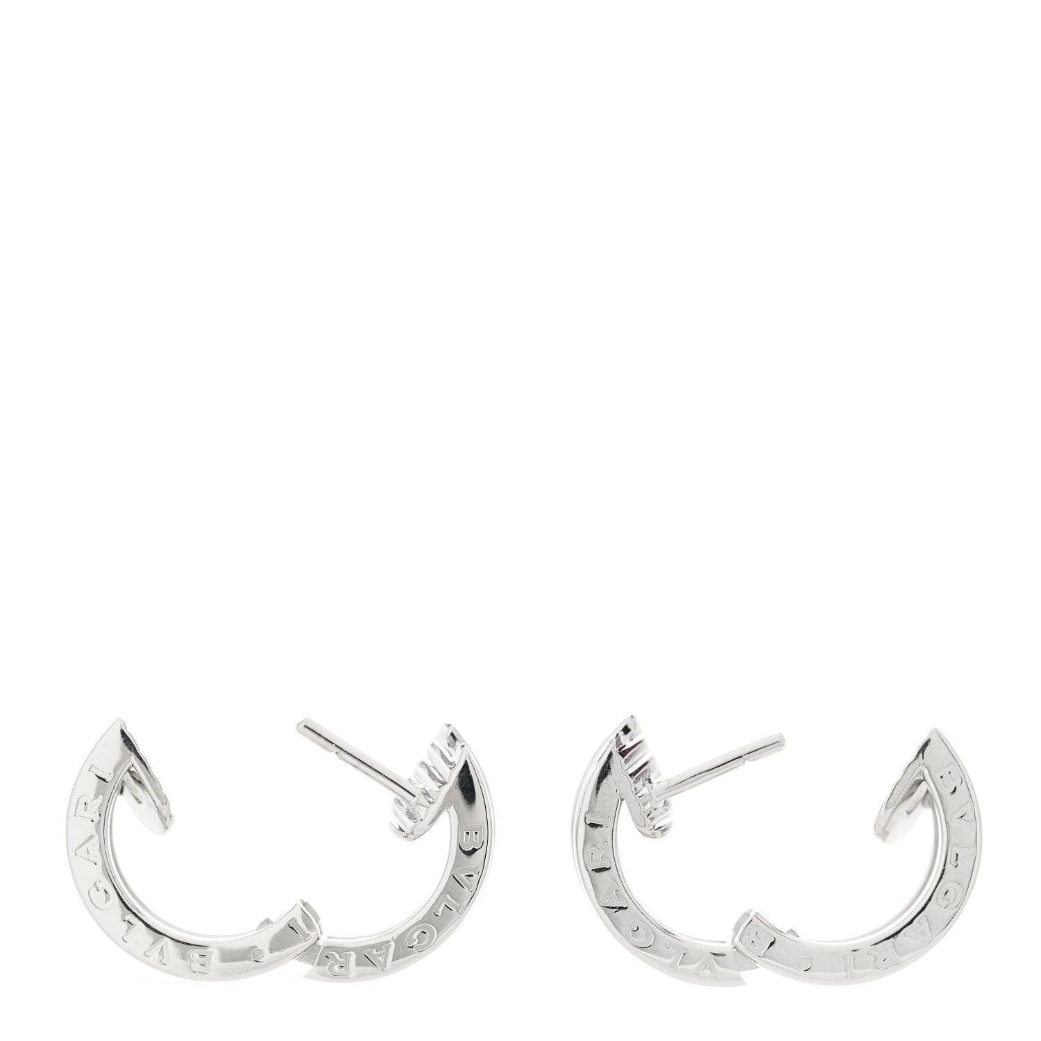Bulgari 18K White Gold Diamond Small B.Zero1 Hoop Earrings 3 of 5