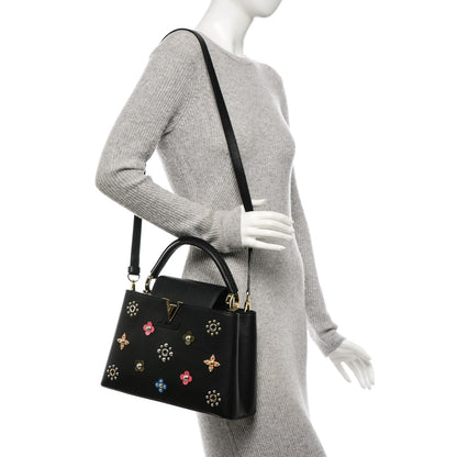 Louis Vuitton Taurillon Mechanical Flowers Capucines PM Black 2 of 6