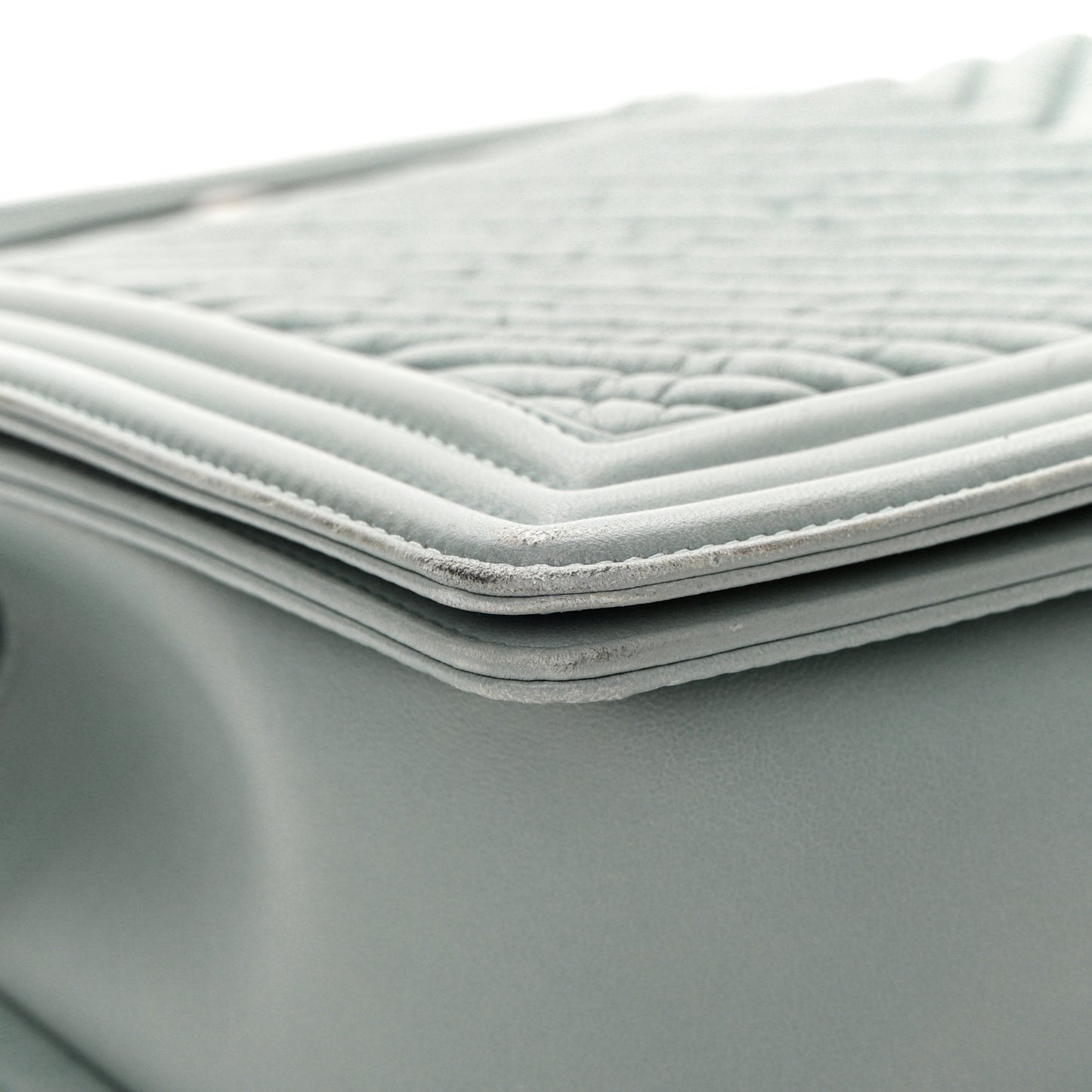 Calfskin Chevron New Medium Boy Flap Light Blue