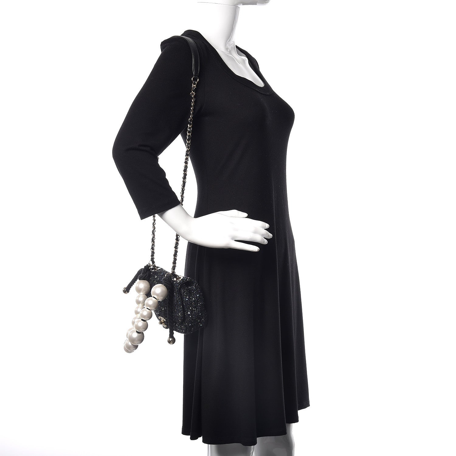 Chanel Tweed Mini Pearl Handle Flap Black Ecru 2 of 10