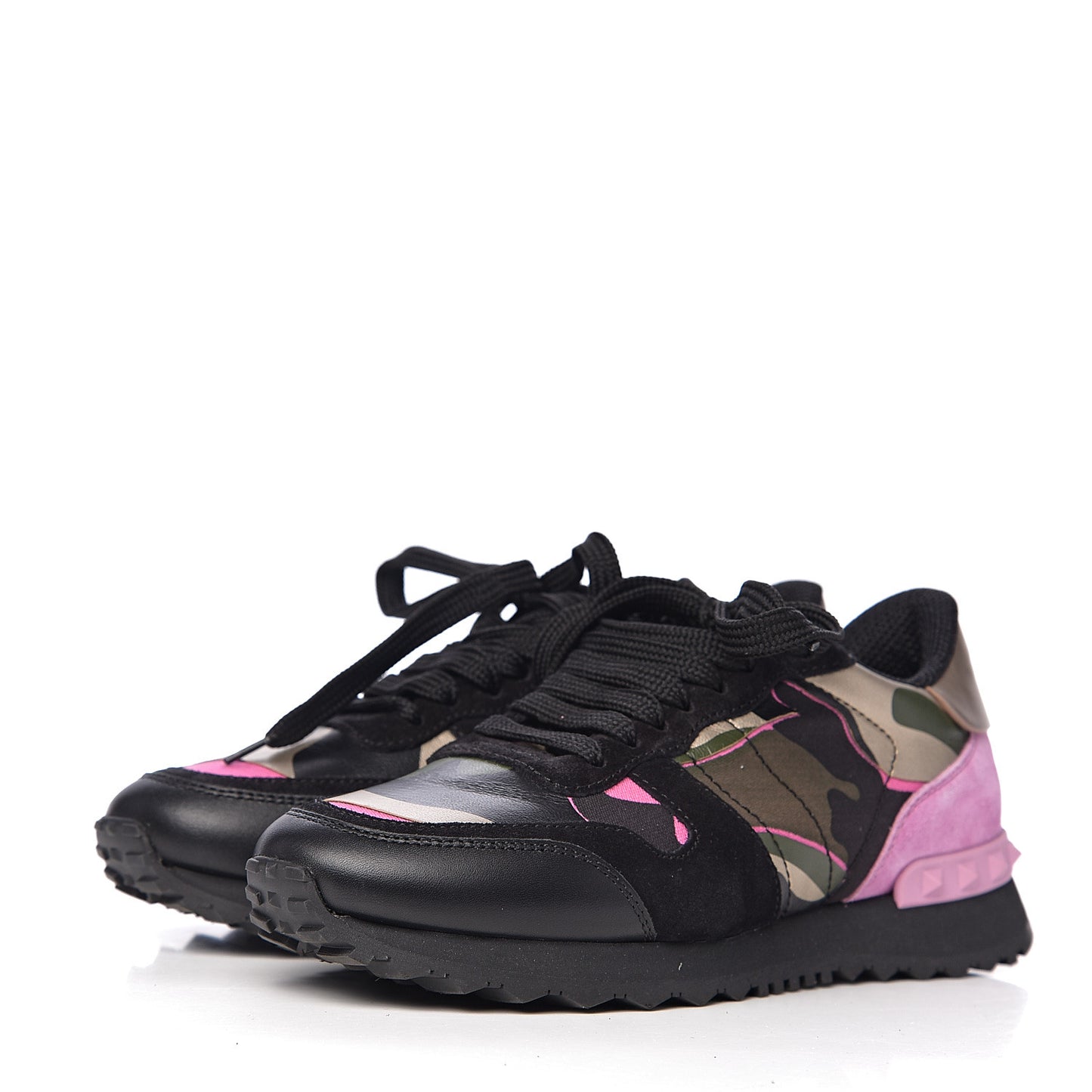 Nappa Fabric Suede Camouflage Womens Rockrunner Sneakers 35 Hot Pink
