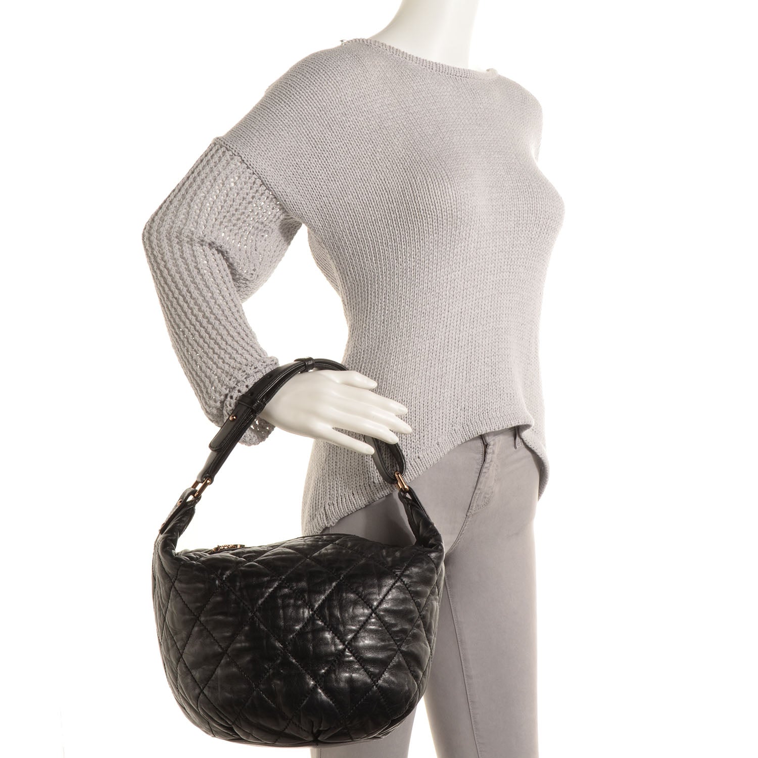 Chanel Lambskin Cloudy Bundle Hobo Black 2 of 7