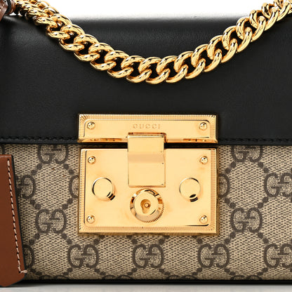 Gucci GG Supreme Monogram Calfskin Small Padlock Shoulder Bag Beige Black Cuir 7 of 9