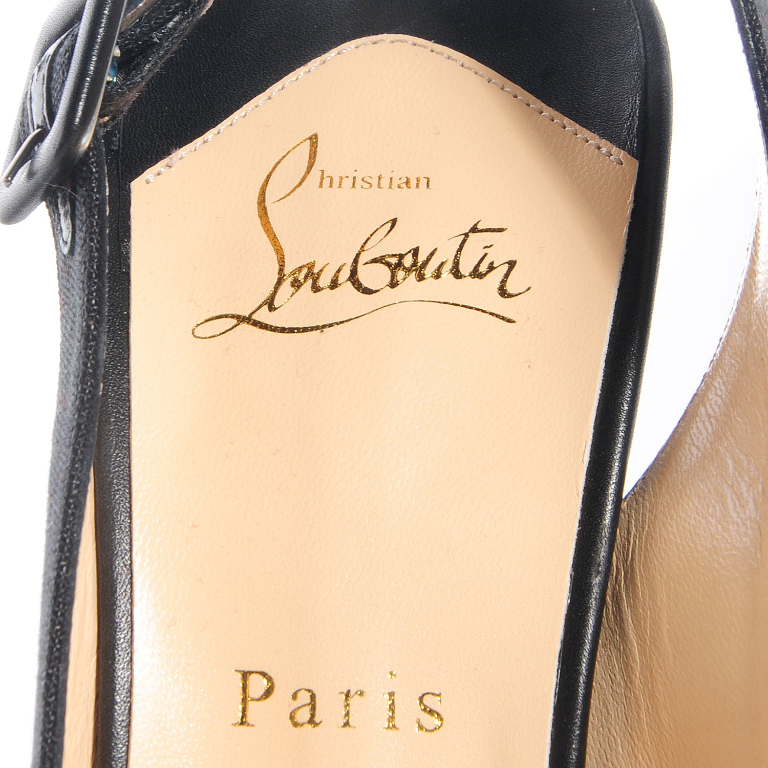 Christian Louboutin Canvas Indiana Sling 140 Pumps 41 Black Grezzo 8 of 8