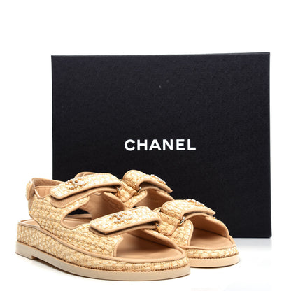 Chanel Braided Fabric Velcro Dad Sandals 37.5 Beige 11 of 11