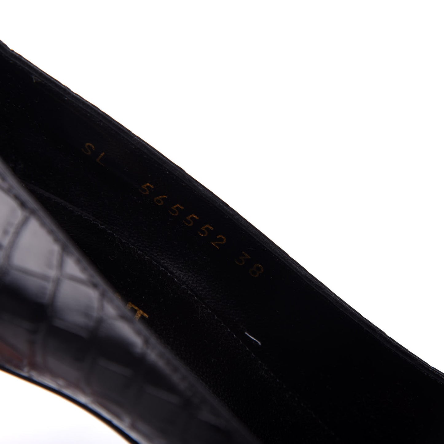 Calfskin Crocodile Embossed Opyum Pumps 38 Black