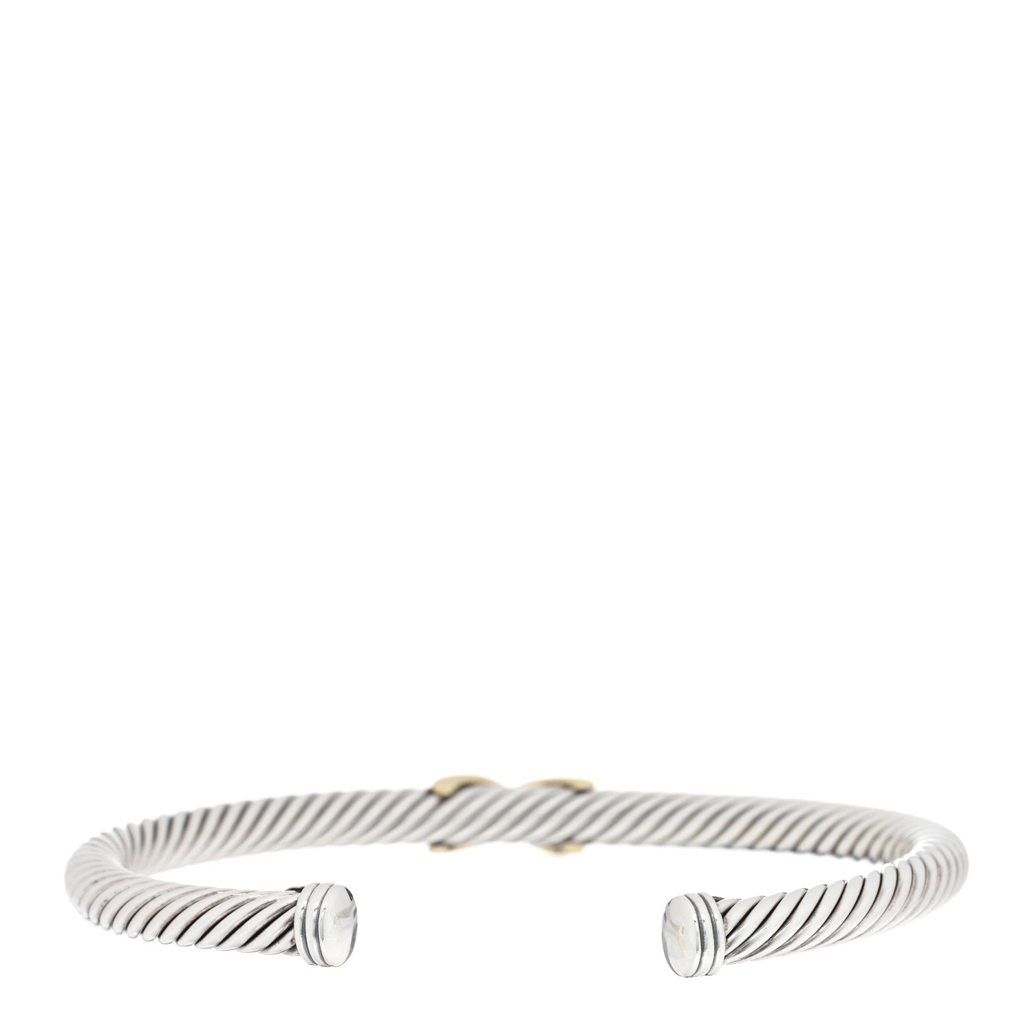 David Yurman Sterling Silver 14K Yellow Gold 5mm X Station Cable Bracelet 2 of 3