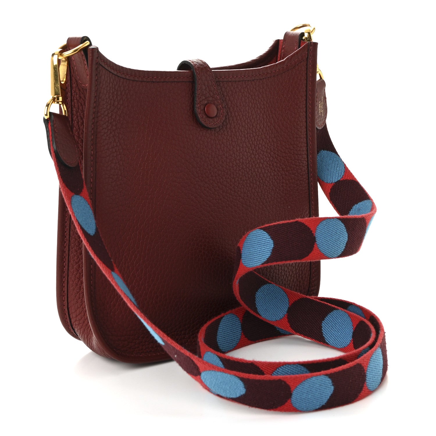 Hermes Taurillon Clemence Flipperball Sangle Evelyne TPM Rouge H Rouge De Coeur Bleu Frida 3 of 9