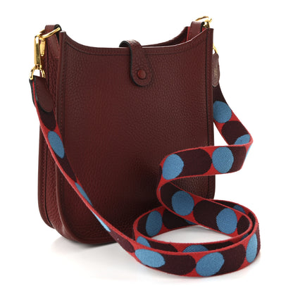 Hermes Taurillon Clemence Flipperball Sangle Evelyne TPM Rouge H Rouge De Coeur Bleu Frida 3 of 9