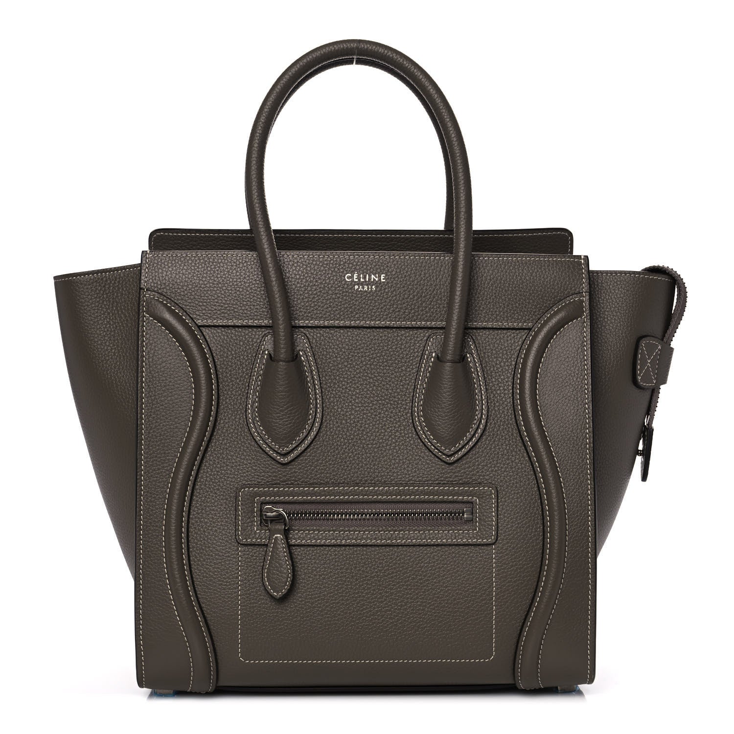 Celine Drummed Calfskin Micro Luggage Souris 1 of 10