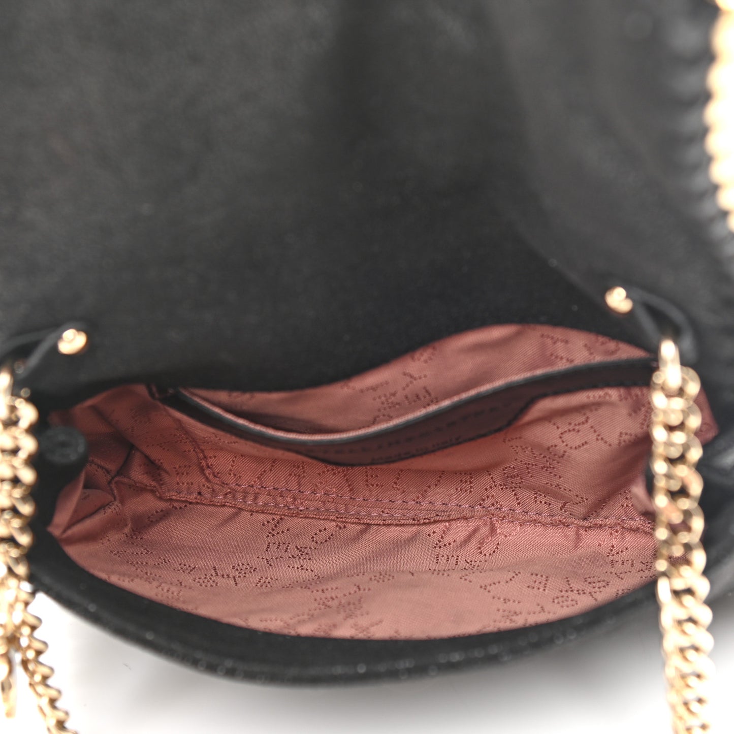 Shaggy Deer Pearl Studded Falabella Crossbody Clutch Black
