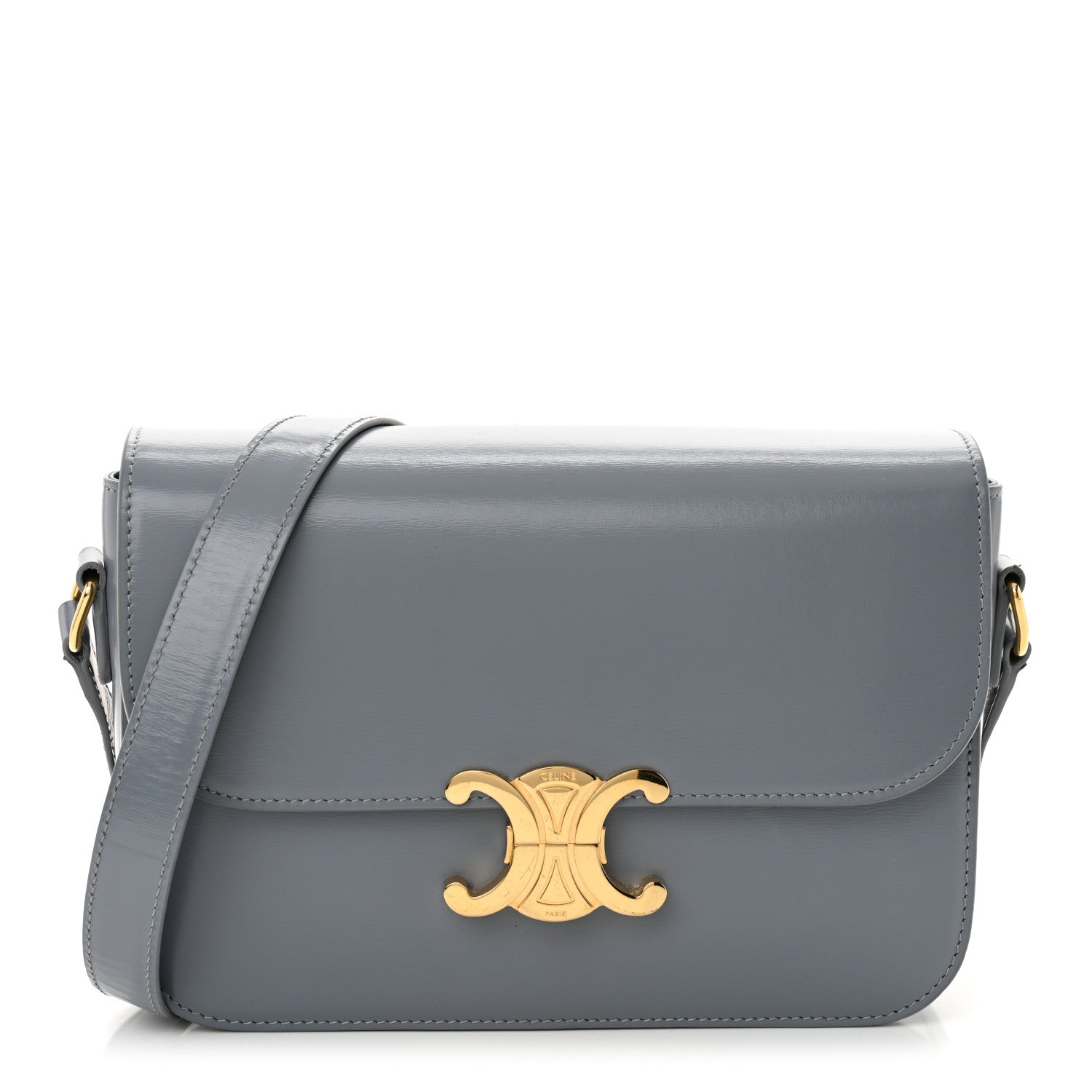 Celine Shiny Calfskin Medium Triomphe Soft Blue 1 of 14