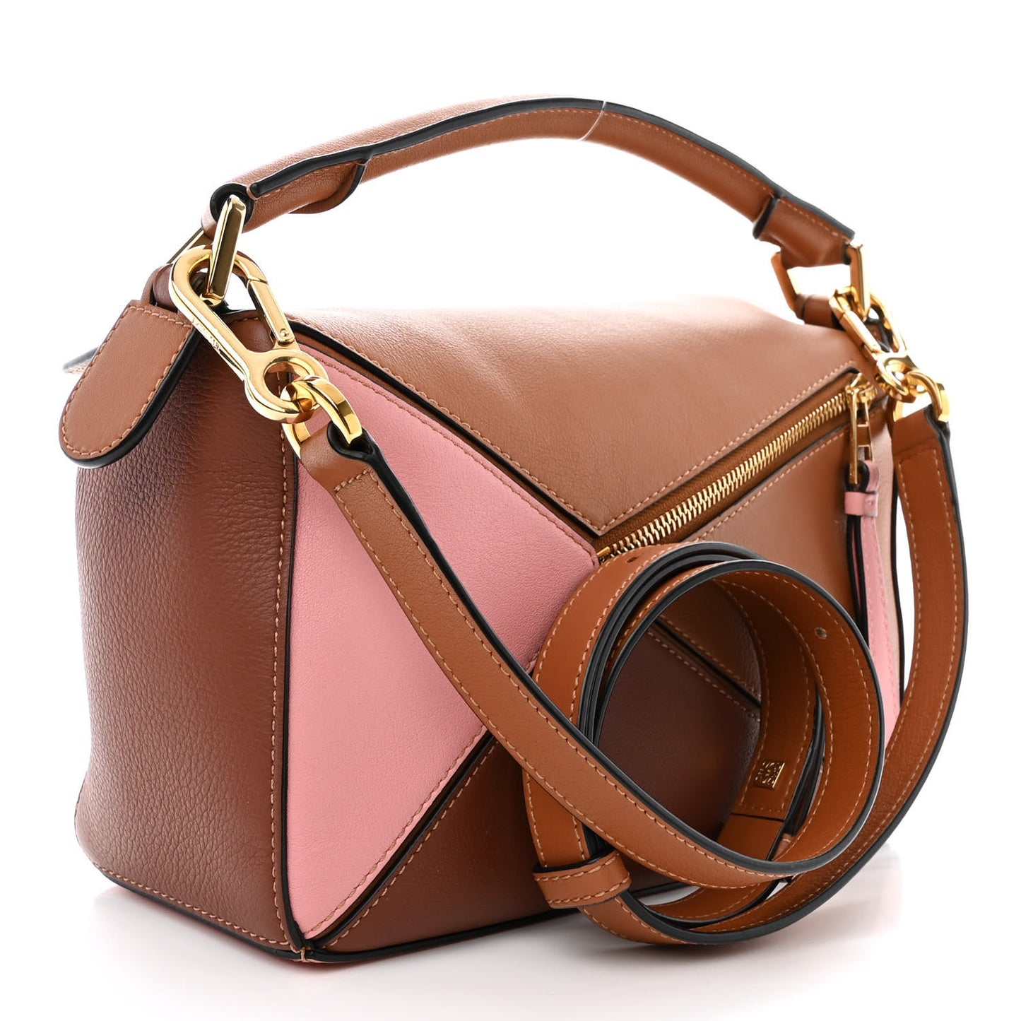 Calfskin Small Puzzle Bag Tan Pink