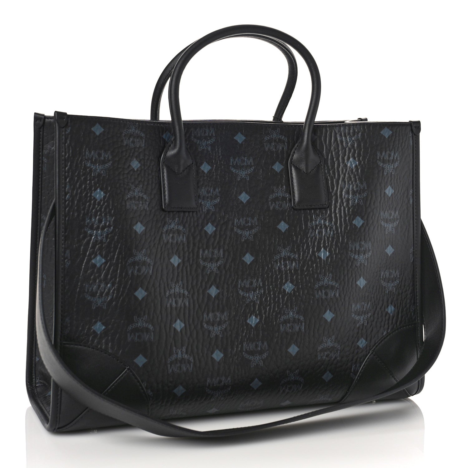 MCM Visetos Large Munchen Tote Black 4 of 9