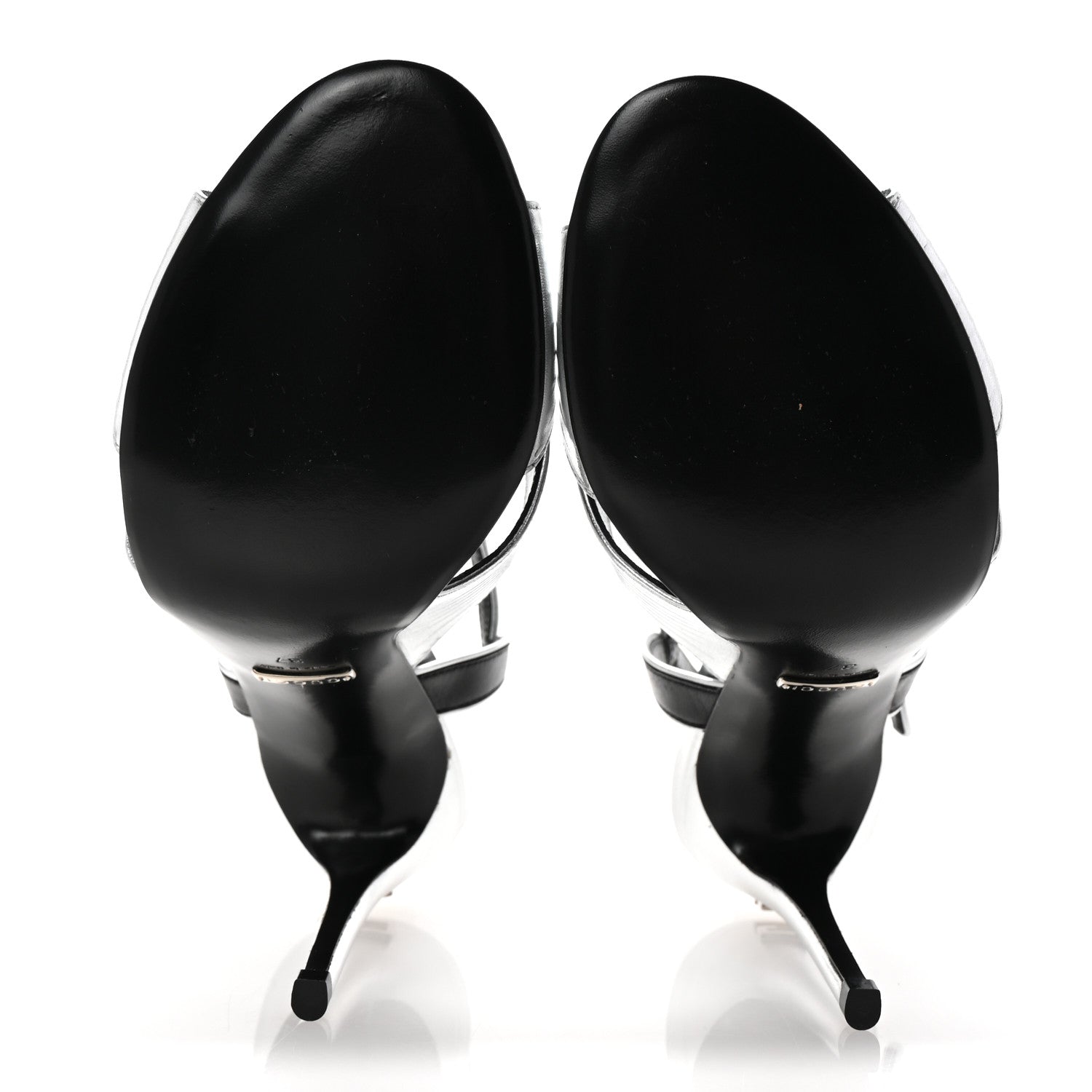 Gucci Malaga Kid Webby Crossover High Heel Sandals 37 Silver 6 of 10