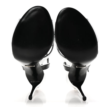 Gucci Malaga Kid Webby Crossover High Heel Sandals 37 Silver 6 of 10