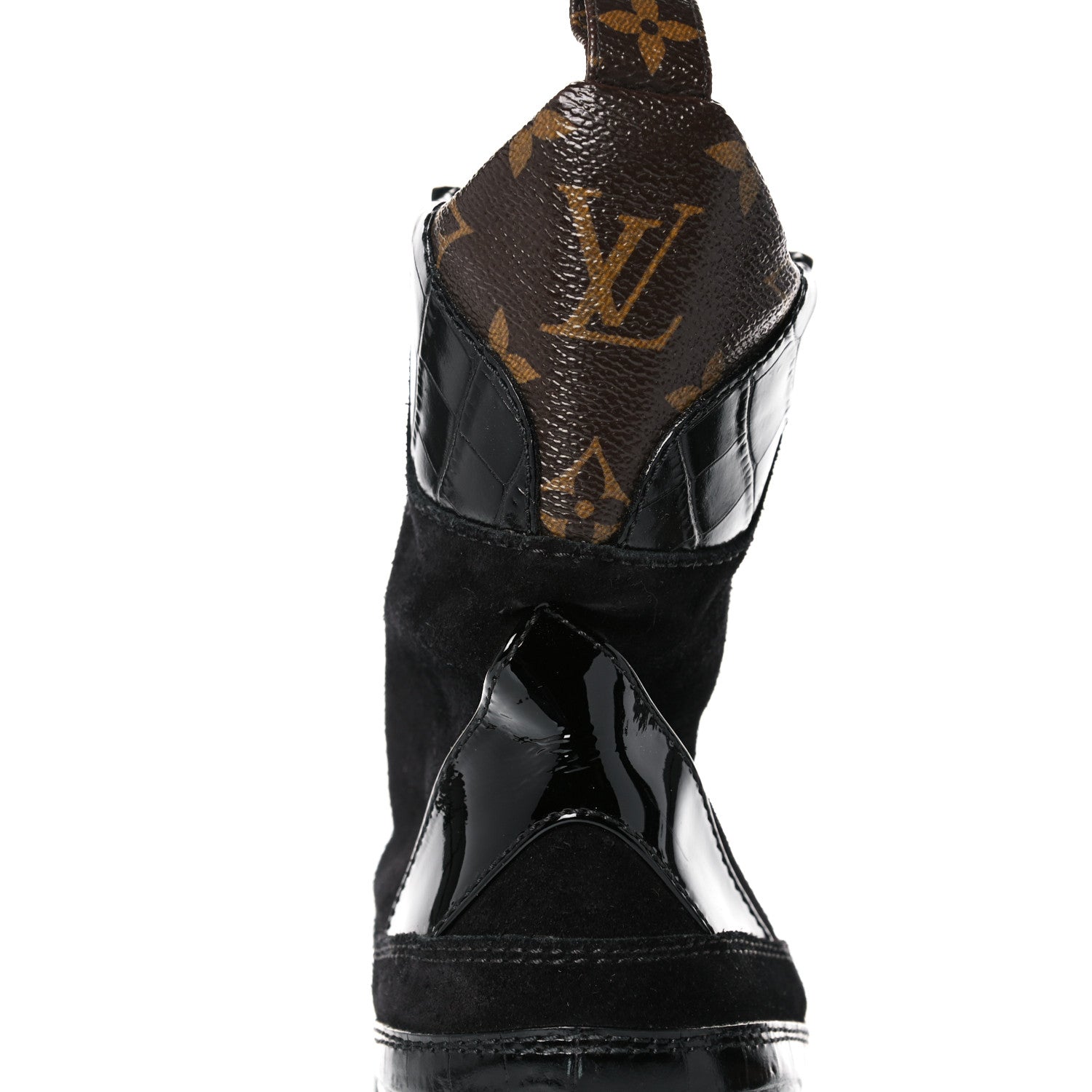 Louis Vuitton Suede Calfskin Monogram Laureate Platform Desert Boots 40 Black 9 of 14