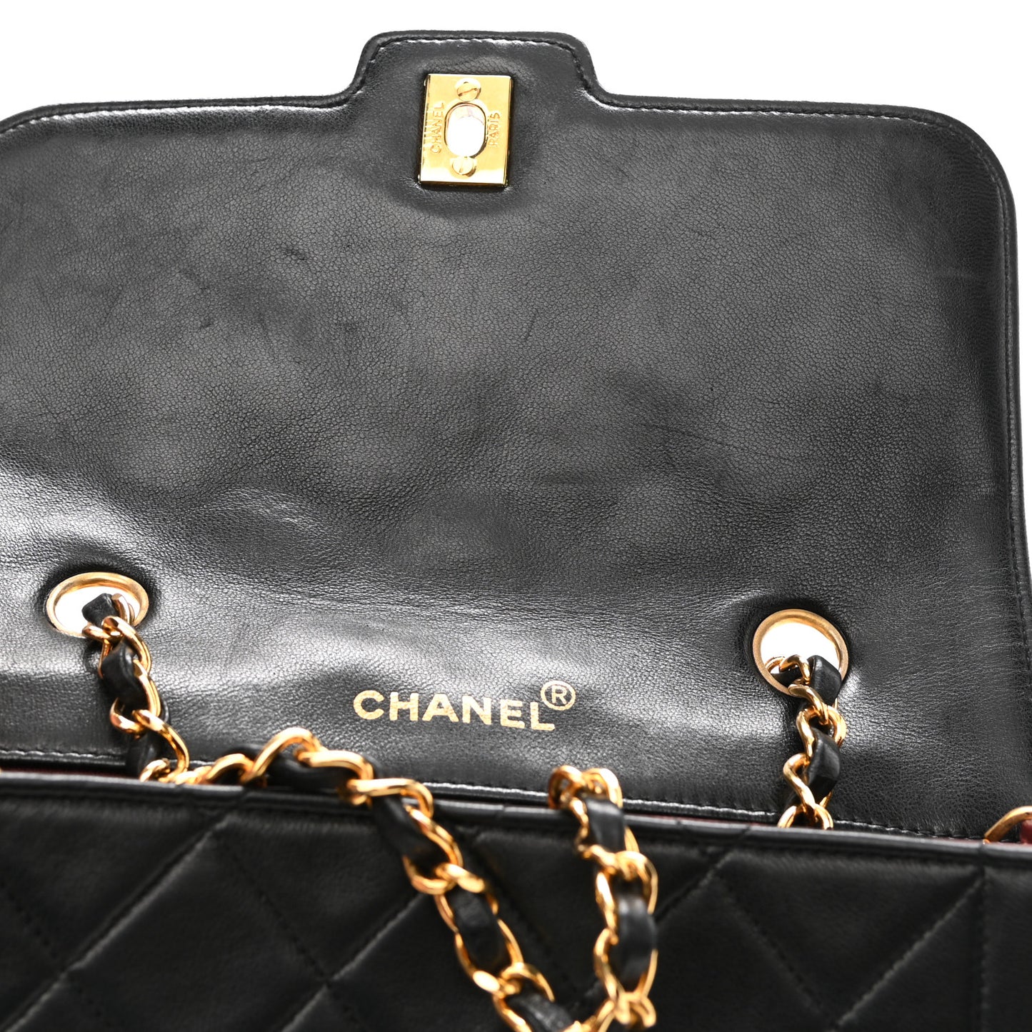Lambskin Quilted Small Single Flap Black