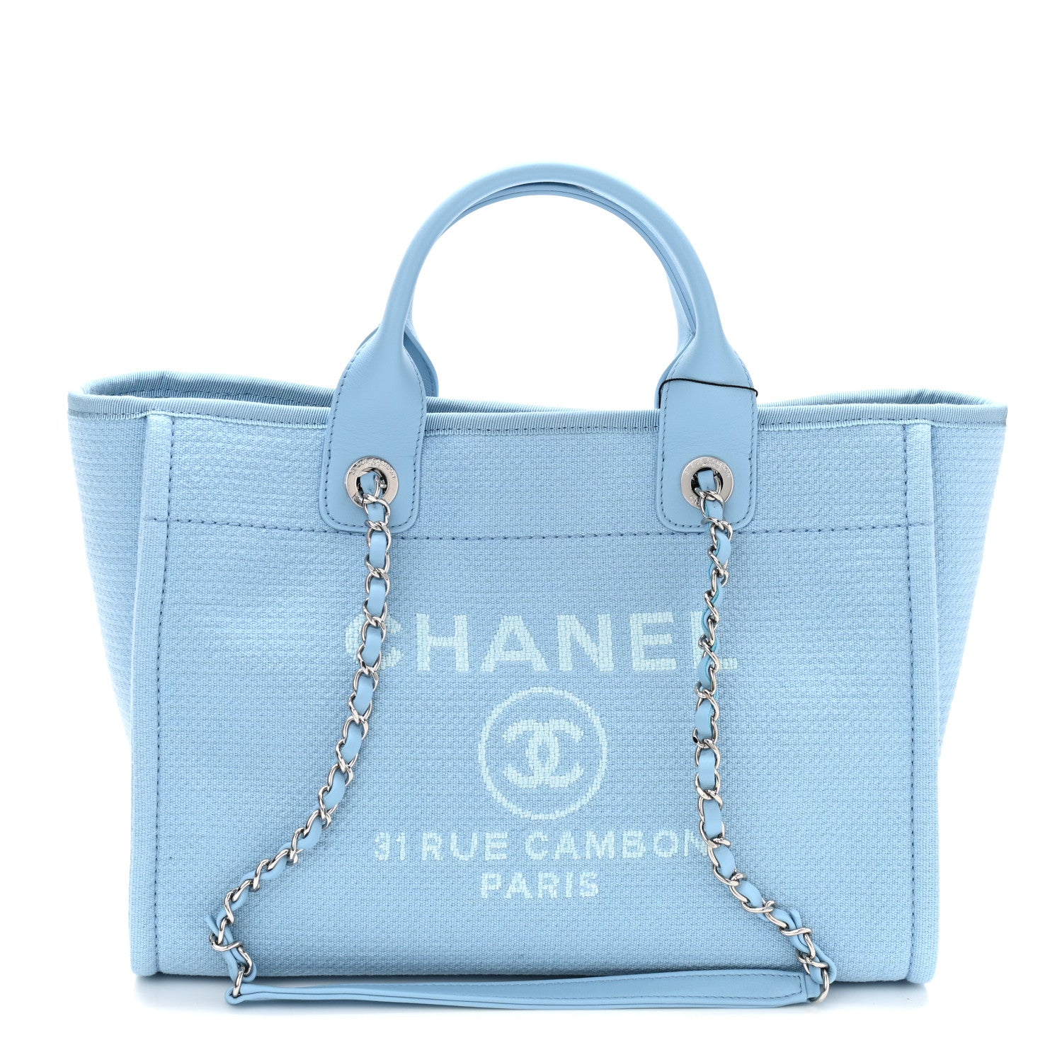 Chanel Mixed Fibers Small Deauville Tote Light Blue 3 of 13