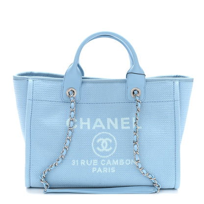 Chanel Mixed Fibers Small Deauville Tote Light Blue 3 of 13