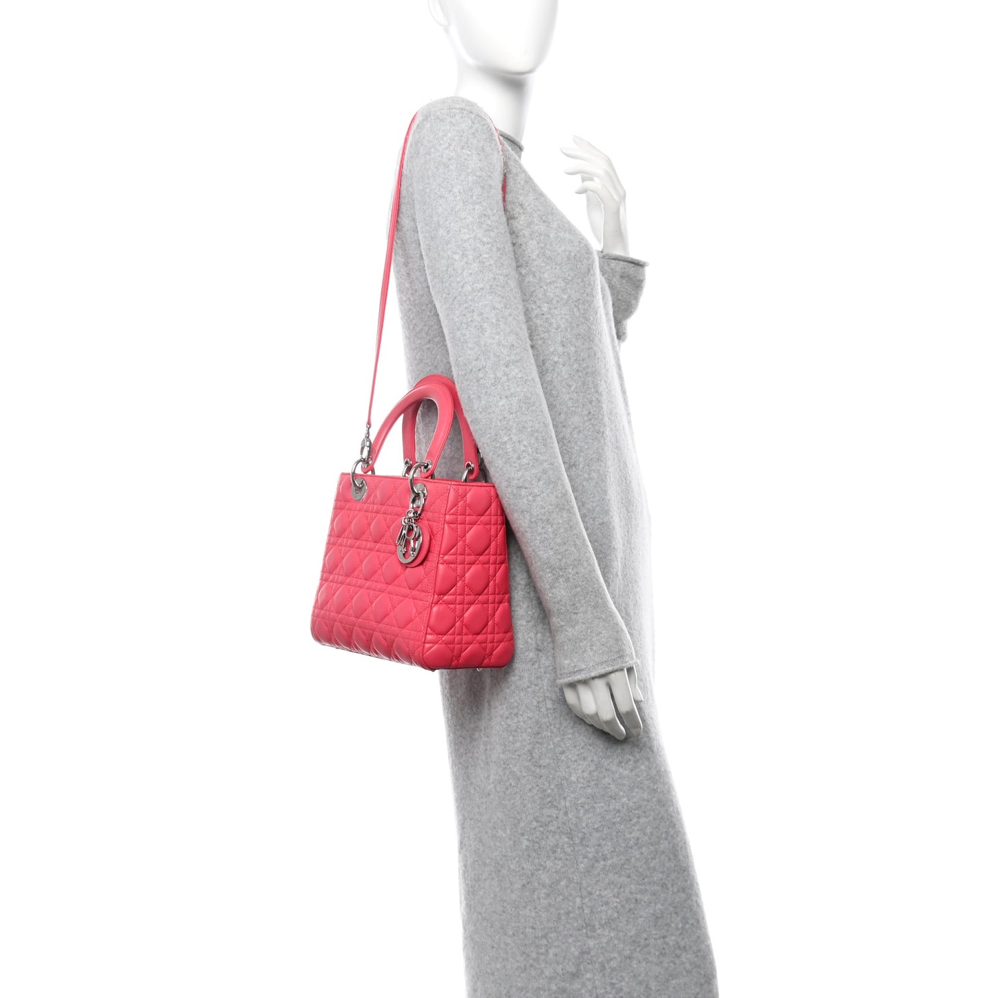 Lambskin Cannage Medium Lady Dior Pink