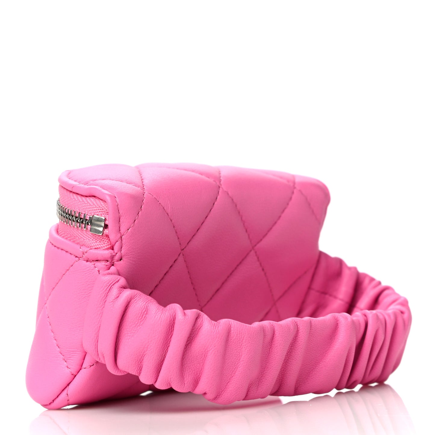 Lambskin Quilted Arm Coin Purse Pink
