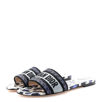 Christian Dior Canvas Mizza Embroidered Dway Mules Slide Sandals 38.5 Ocean 4 of 10