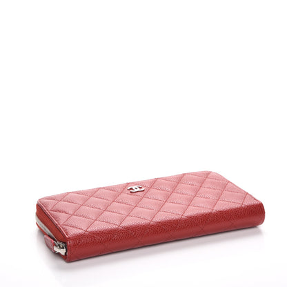 Chanel Caviar Quilted Large Gusset Zip Around Wallet Red 4 of 9